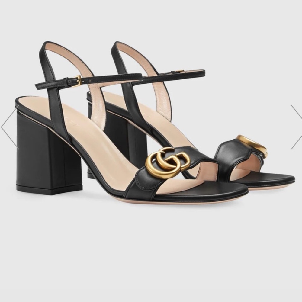 Leather Mid Heel strap Block Sandal size 7 1/2